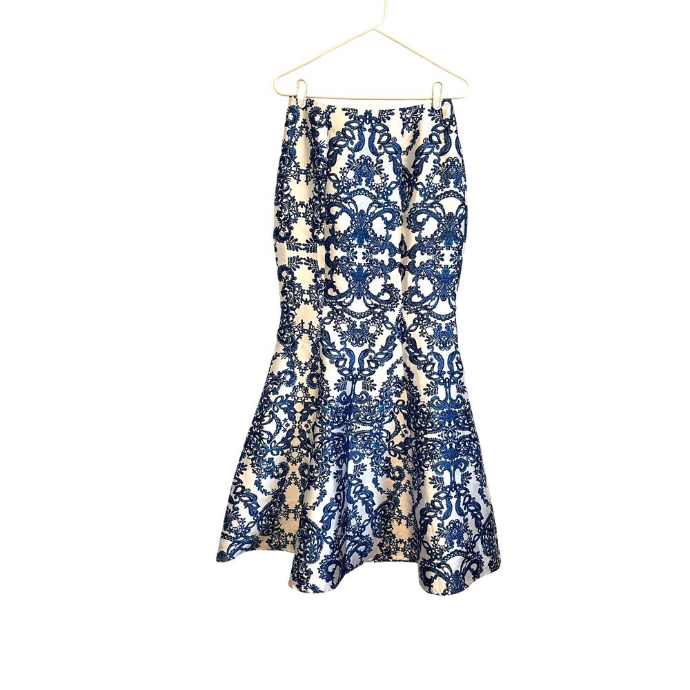 Speechless blue white coquette mermaid skirt long maxi vintage zip satin 11